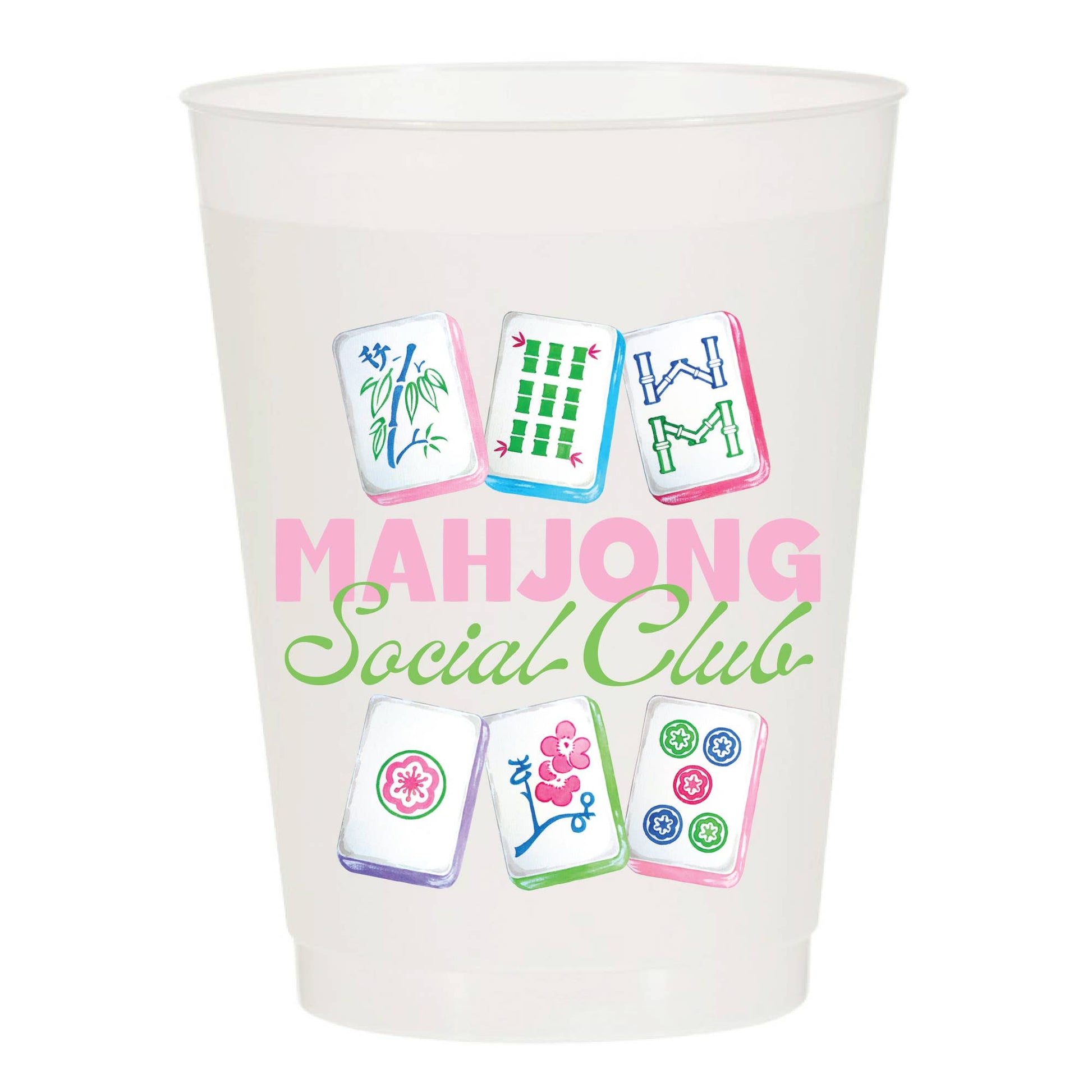 Mahjong Social Club Frosted Cups - Mahjong : Pack of 10 - Bria Blair Creative