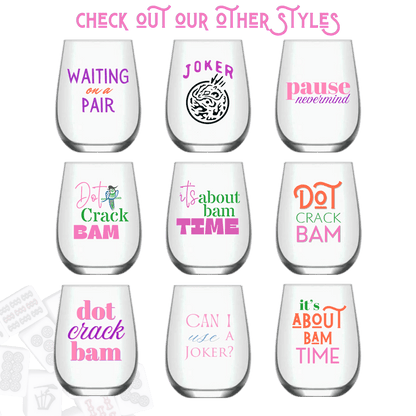 Mahjong Stemless 4 ct VARIETY Gift Set Plastic Wine Glasses - Bria Blair Creative