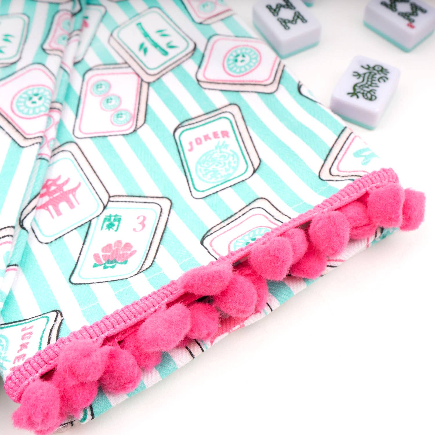 Mahjong Stripe Pom - Pom Kitchen Towel Set - Bria Blair Creative