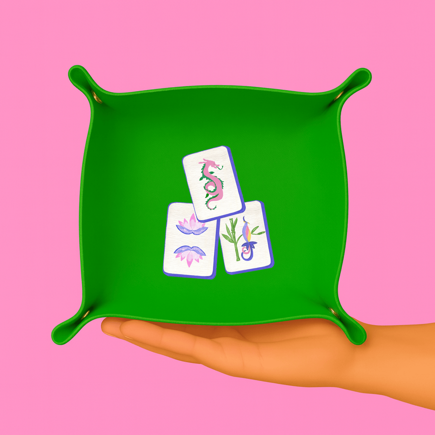 Mahjong tile gift Trinket Gift tray mahjong catchall green - Bria Blair Creative