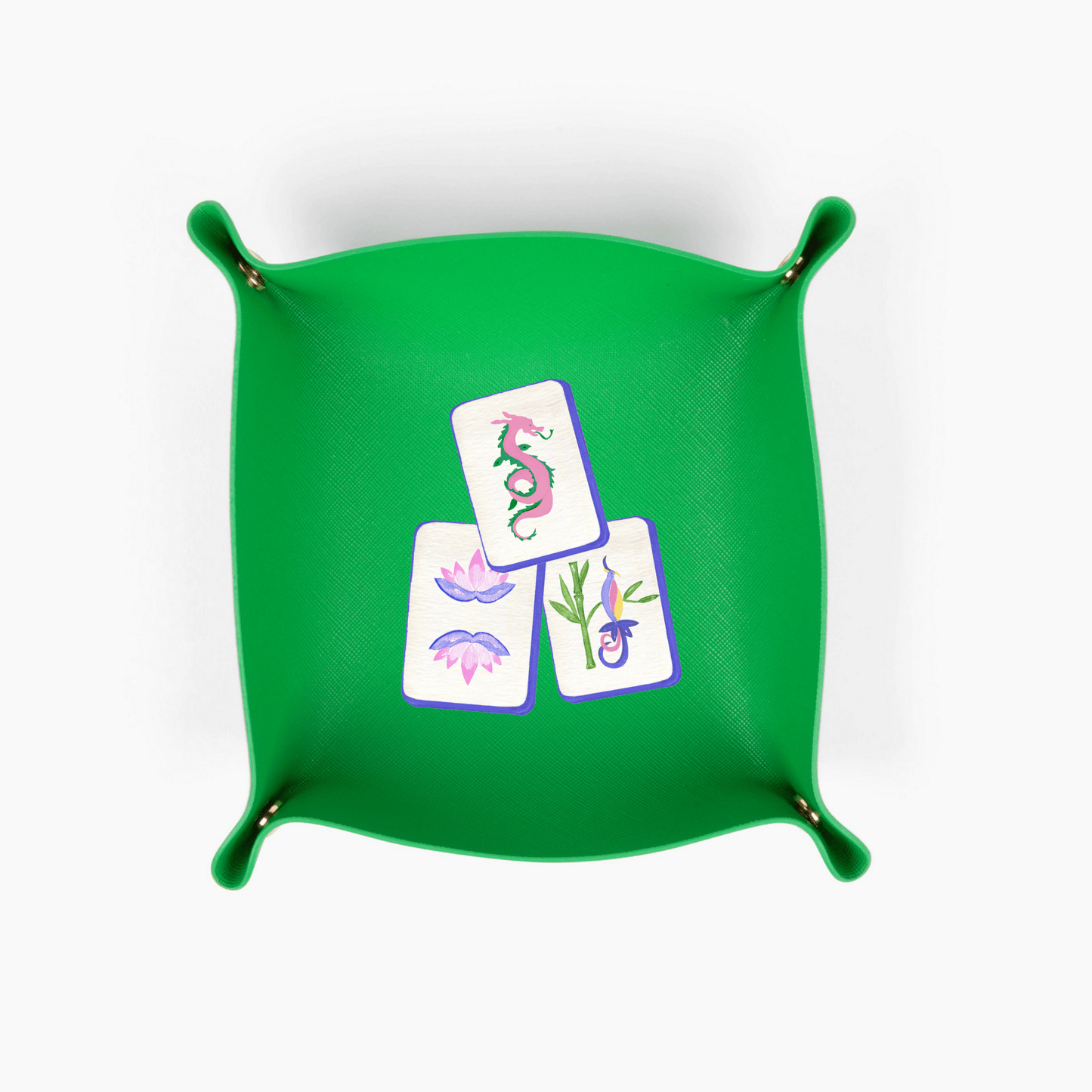 Mahjong tile gift Trinket Gift tray mahjong catchall green - Bria Blair Creative