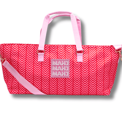 MAHJONG TOTE BAG | Wide with Zipper Closure: IKAT - Blue Tote Bag - Bria Blair Creative
