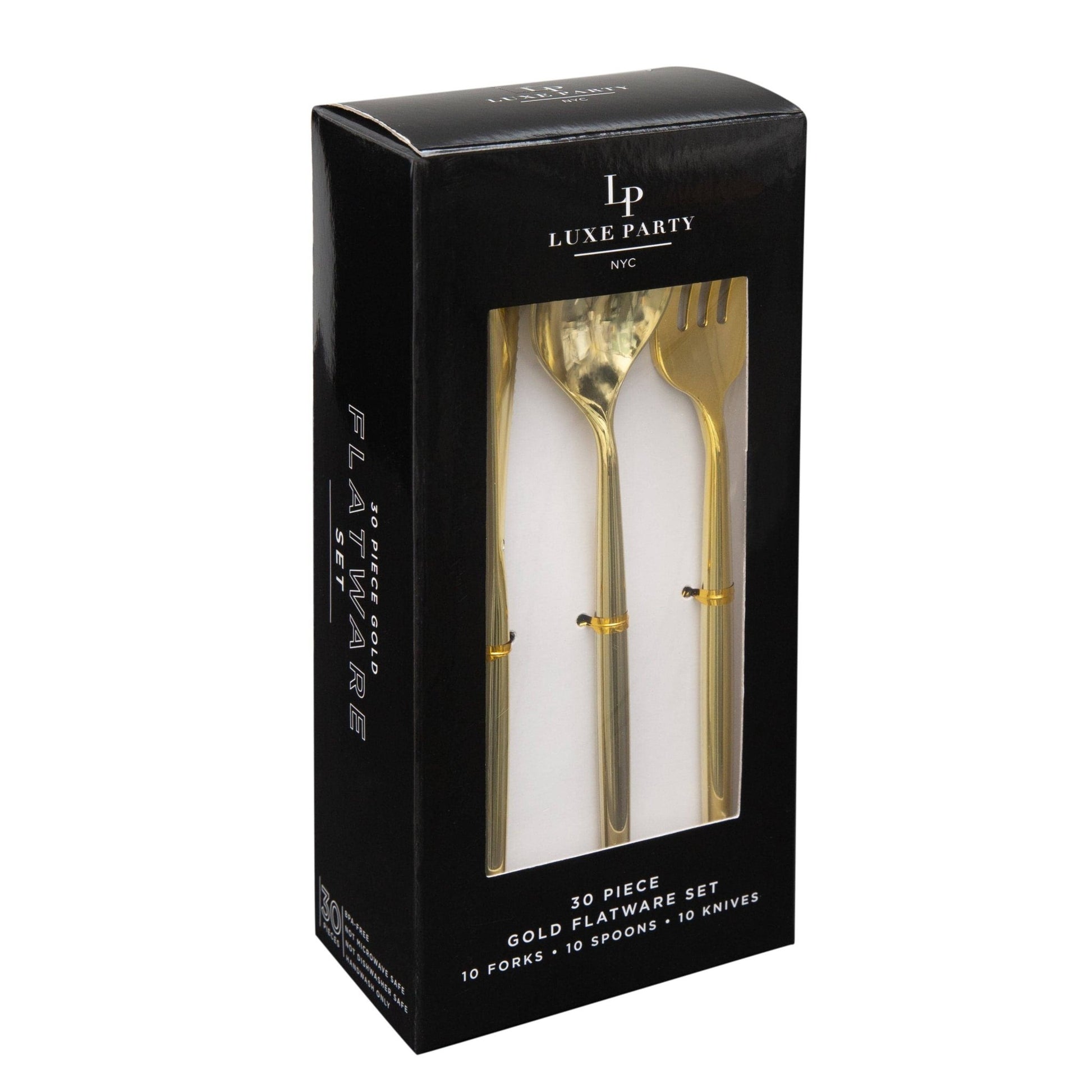 Matrix Gold Plastic Cutlery Set | 30 Pieces - Bria Blair Creative