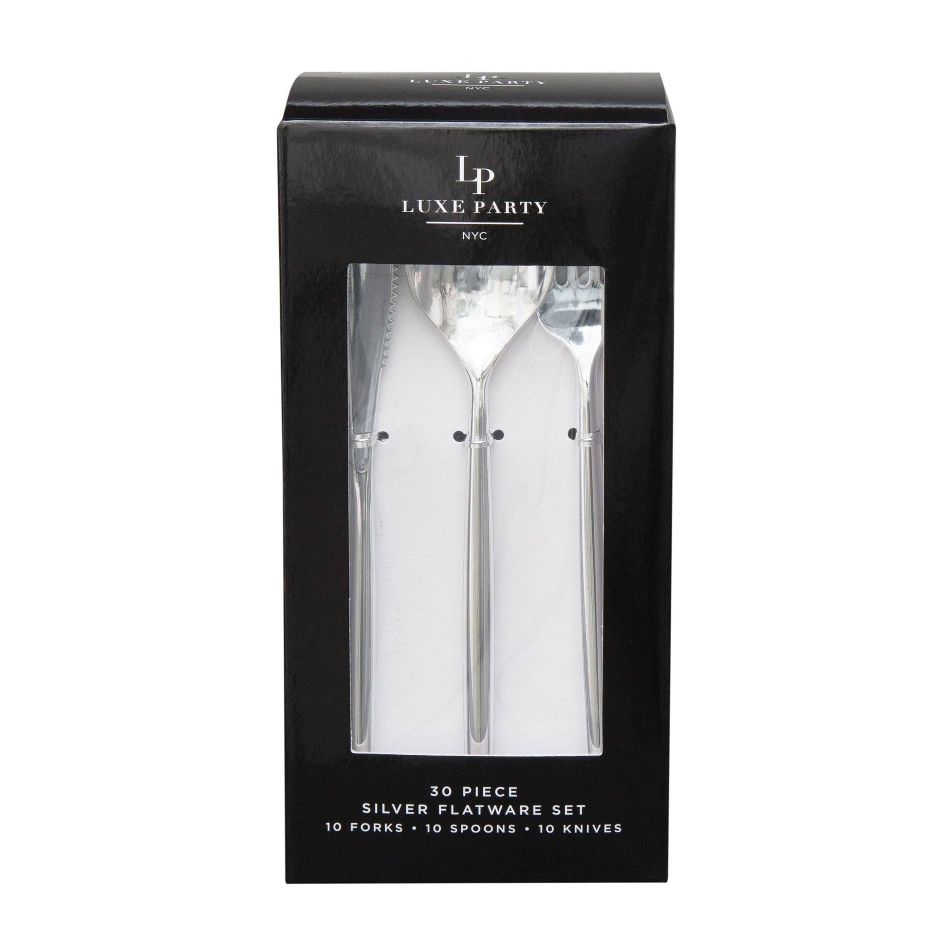 Matrix Silver Plastic Cutlery Set | 30 Pieces - Bria Blair Creative