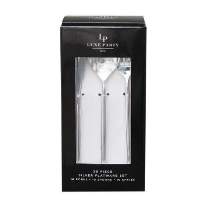 Matrix Silver Plastic Cutlery Set | 30 Pieces - Bria Blair Creative