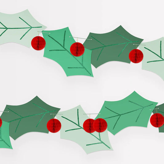 8ft Honeycomb Holly Garland