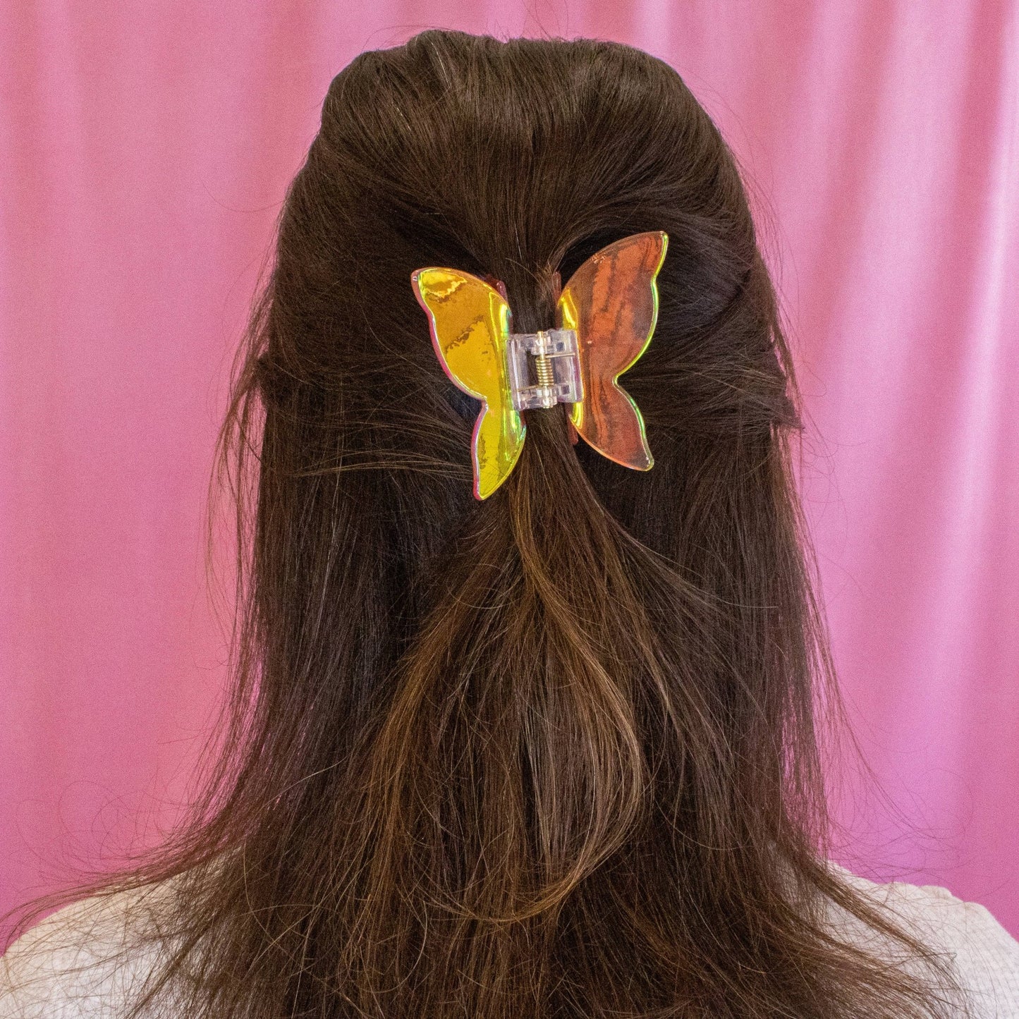 Medium Iridescent Checkered Butterfly Hair Claw Clip: Black - Bria Blair Creative