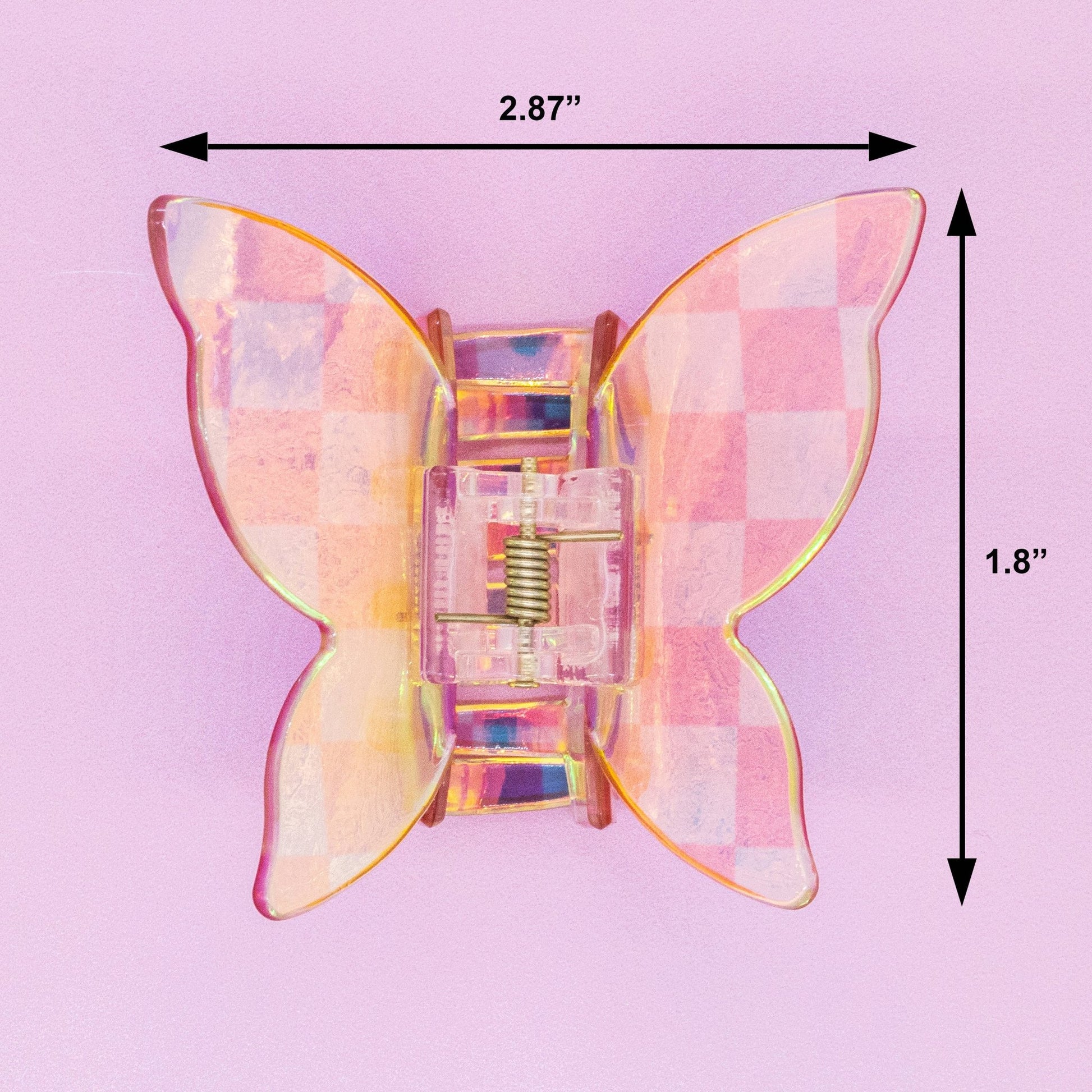 Medium Iridescent Checkered Butterfly Hair Claw Clip: Black - Bria Blair Creative