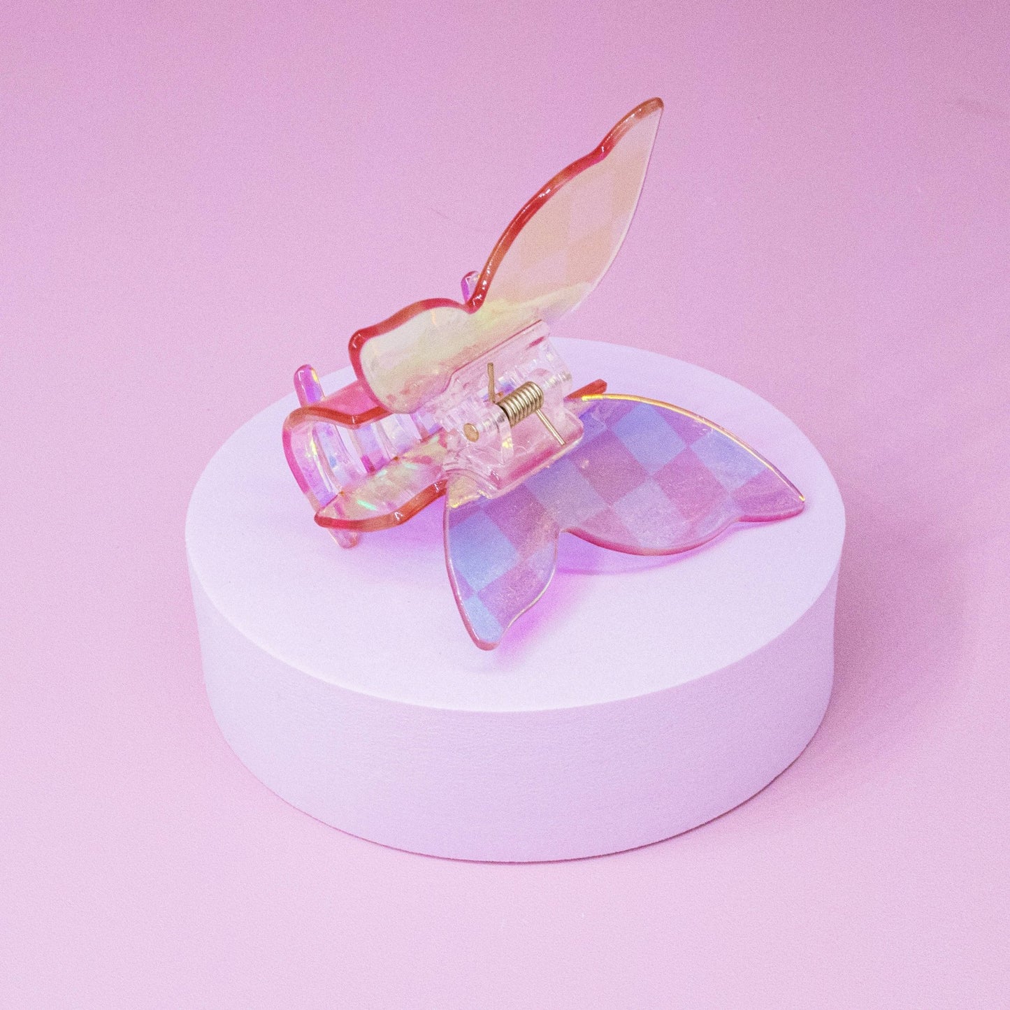 Medium Iridescent Checkered Butterfly Hair Claw Clip: Black - Bria Blair Creative