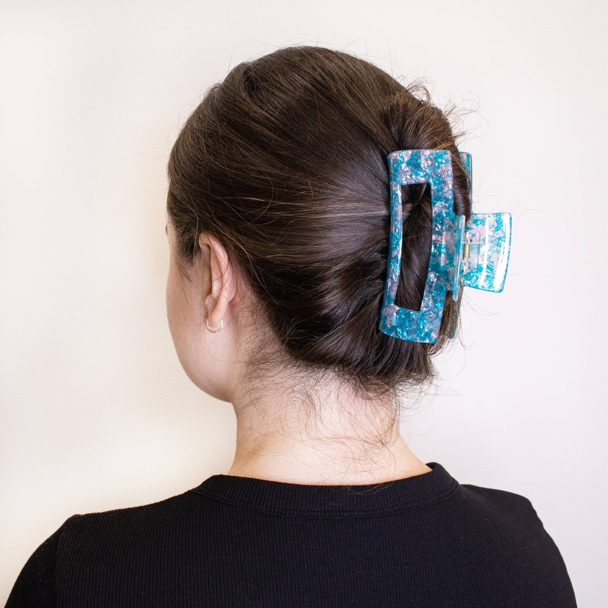 Medium Square Marble Hair Claw Clip: Turquoise - Bria Blair Creative