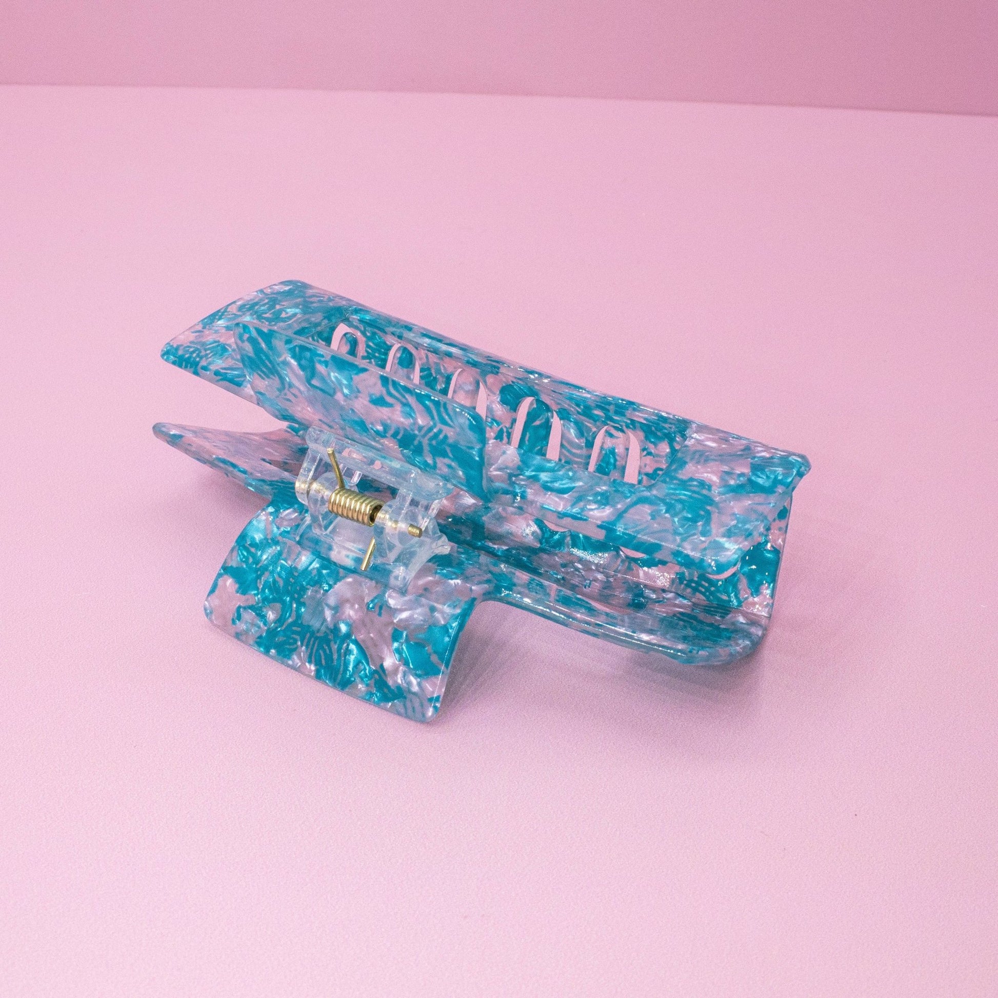 Medium Square Marble Hair Claw Clip: Turquoise - Bria Blair Creative