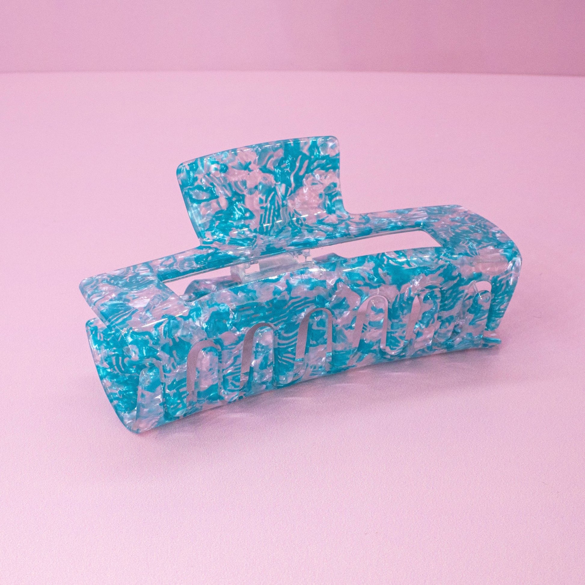 Medium Square Marble Hair Claw Clip: Turquoise - Bria Blair Creative
