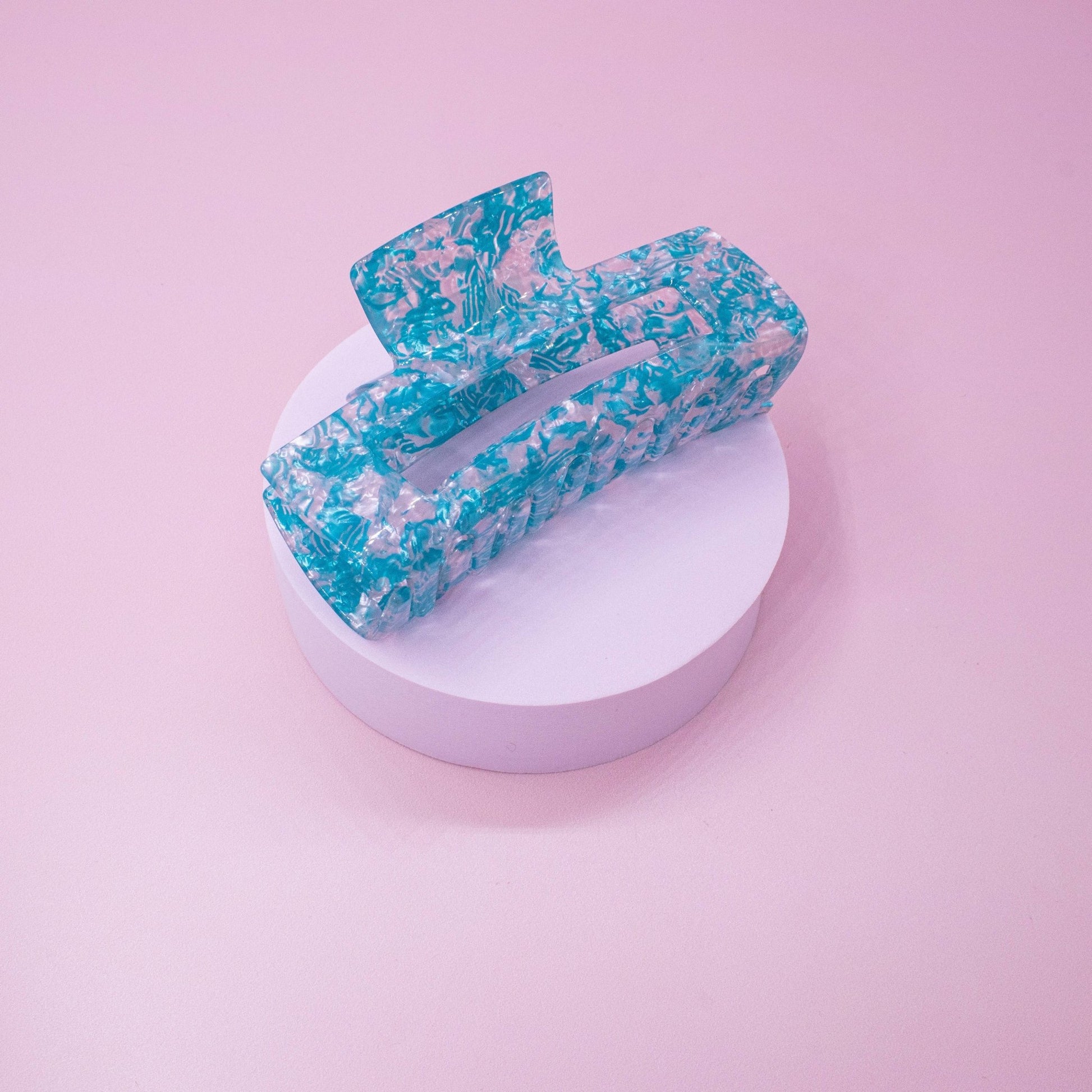 Medium Square Marble Hair Claw Clip: Turquoise - Bria Blair Creative
