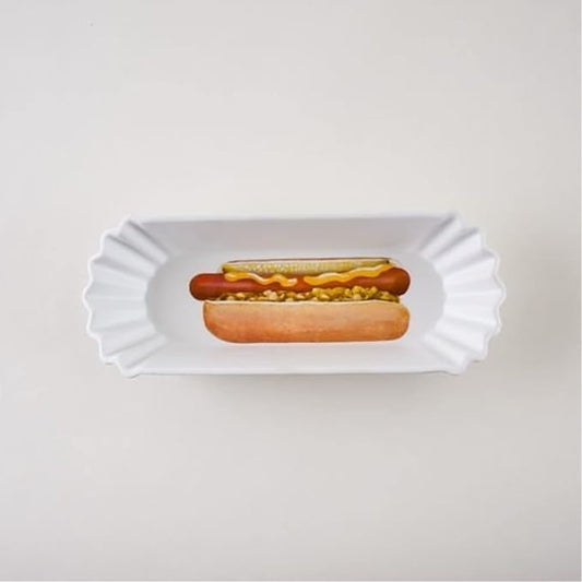 Melamine Hot Dog Dish Tray, with Hot Dog Design - Set of 4 - Bria Blair Creative