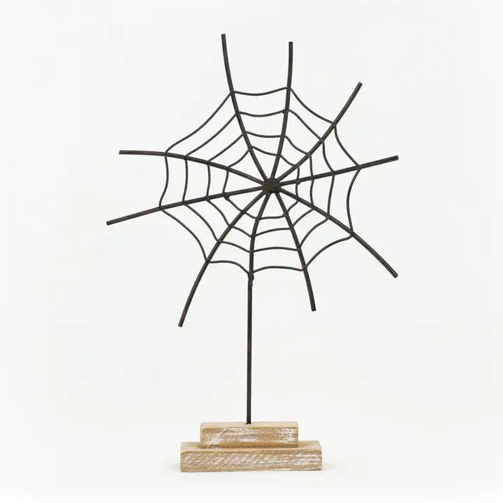 Metal Spider Web on Wood Stand - Bria Blair Creative