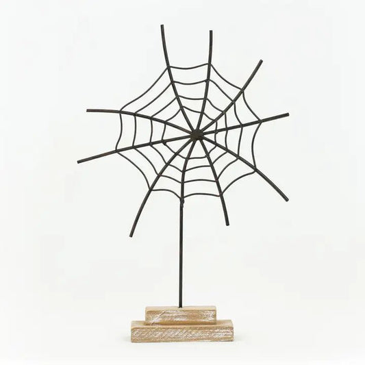 Metal Spider Web on Wood Stand - Bria Blair Creative