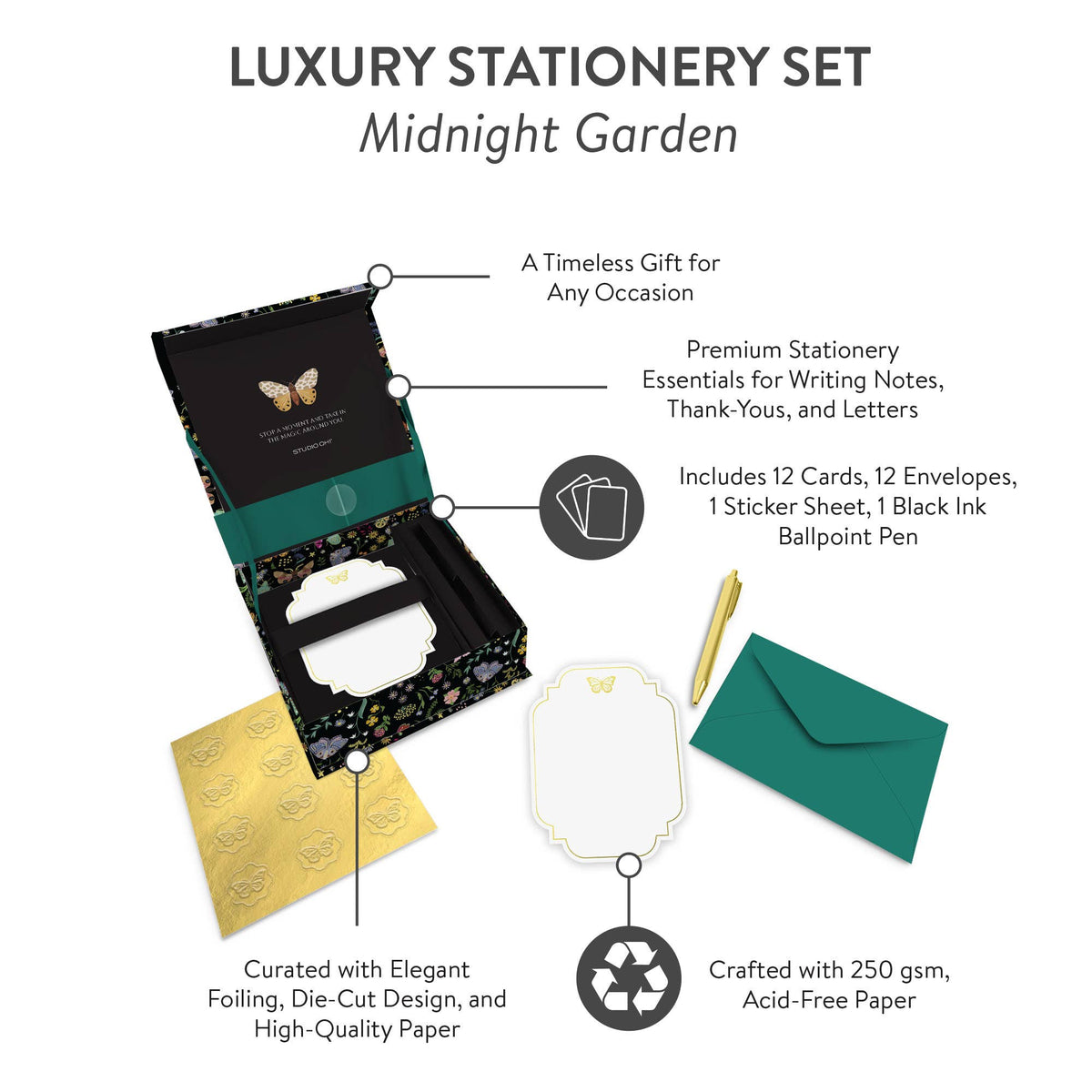 Midnight Garden Luxury Stationery Set - Bria Blair Creative