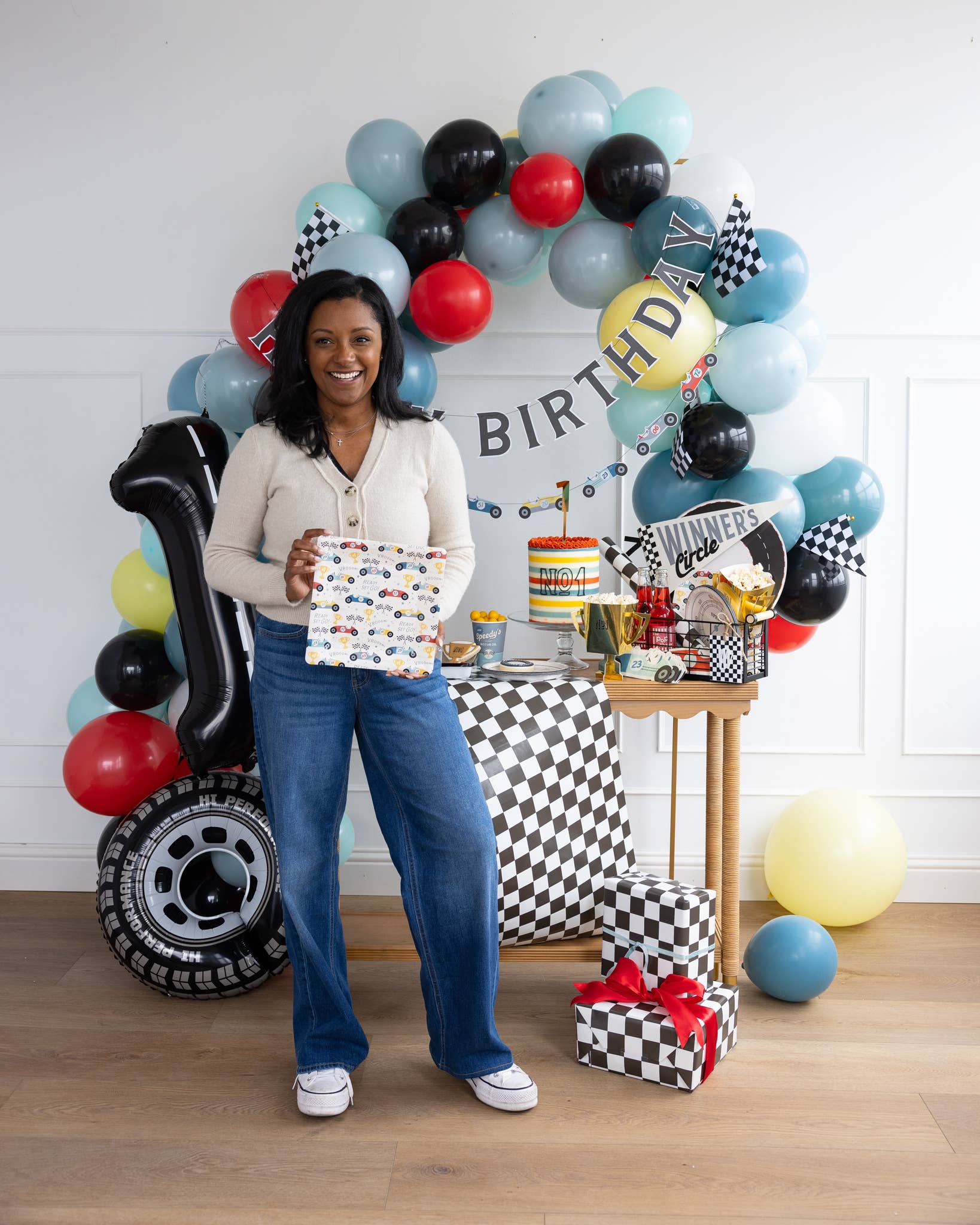 Miles per Hour - Checkered Flag Table Runner - Bria Blair Creative