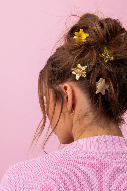 Mini Claw Hair Clips - Stars - Gold Confetti - Bria Blair Creative