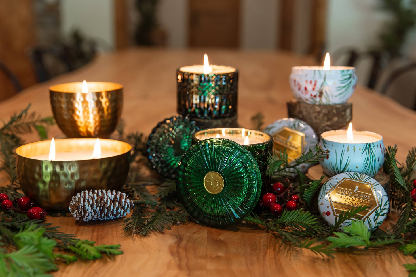 Mistletoe & Holly 15oz Shimmer Candle 2 wick - Bria Blair Creative