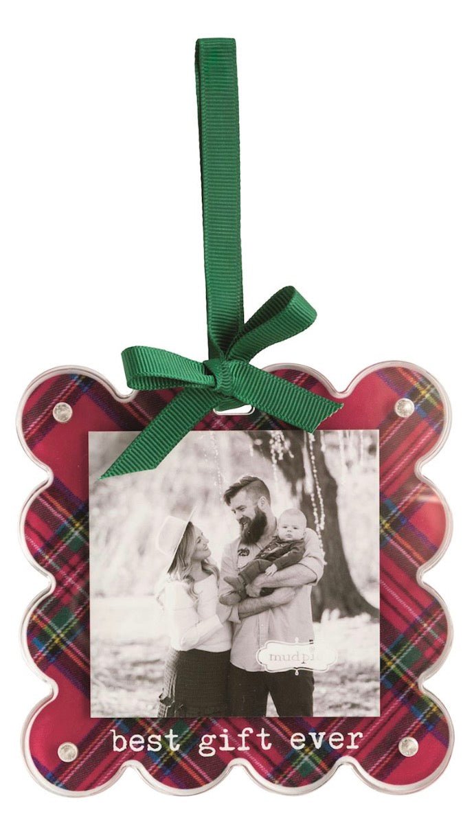 MudPie acrylic Best gift ever photo ornament - Bria Blair Creative
