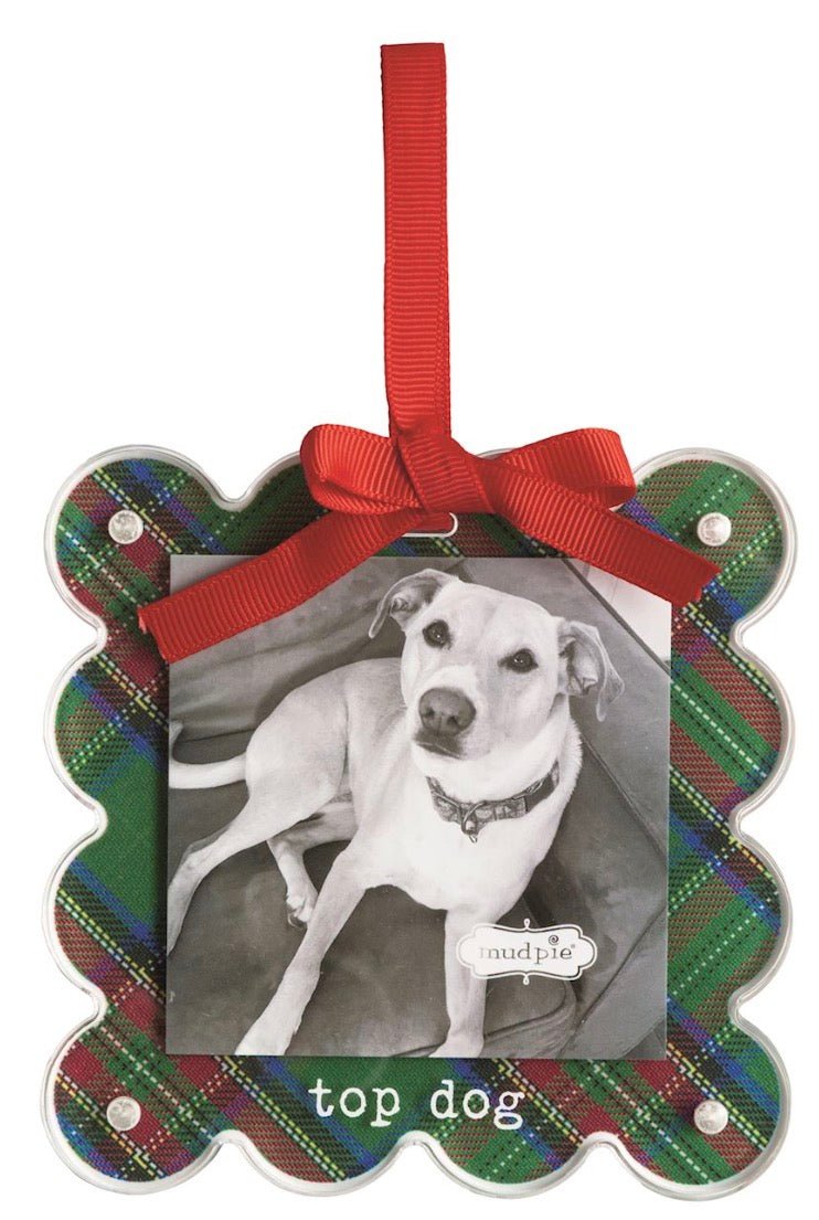 MudPie acrylic Top dog Tartan ornament - Bria Blair Creative