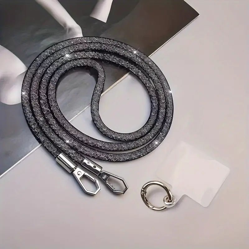 Multifunctional Crossbody Rhinestone Rope Lanyard - Black - Bria Blair Creative