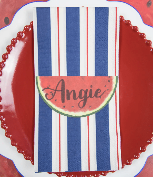 Navy & Red Awning Stripe Guest Napkins - Bria Blair Creative