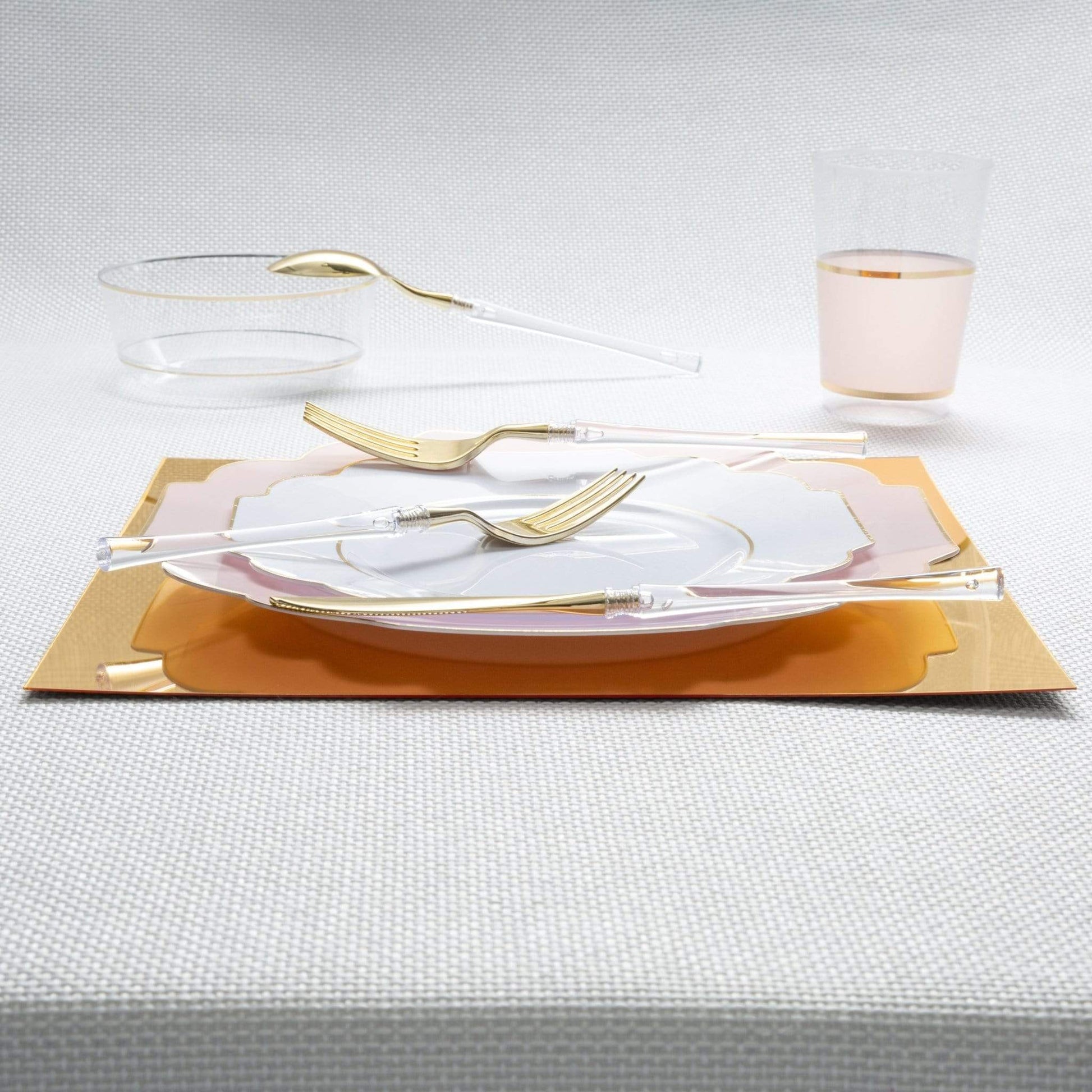 Neo Classic Clear and Gold Plastic Cutlery Set | 32 Pieces - Bria Blair Creative