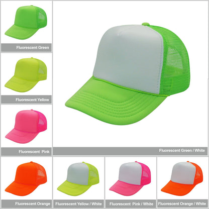 Nissun Neon Color Foam Mesh Trucker Hats Caps, Blank Two Tone Snapbacks: Neon Pink/White - Bria Blair Creative