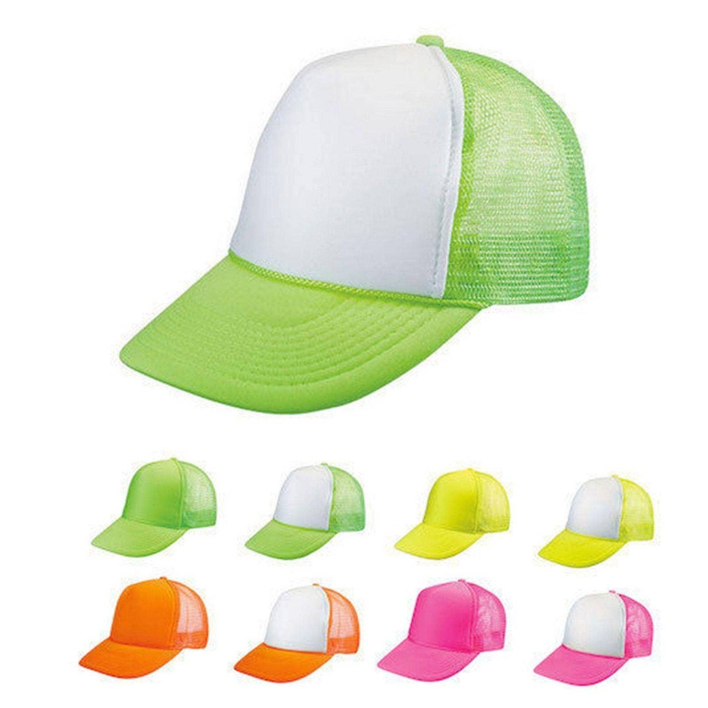 Nissun Neon Color Foam Mesh Trucker Hats Caps, Blank Two Tone Snapbacks: Neon Yellow - Bria Blair Creative