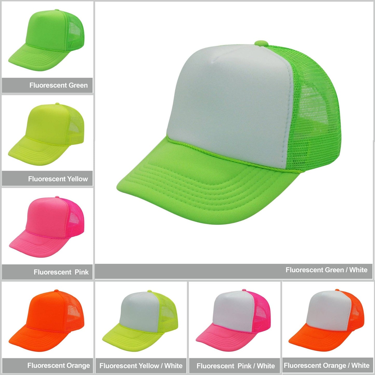 Nissun Neon Color Foam Mesh Trucker Hats Caps, Blank Two Tone Snapbacks: Neon Yellow - Bria Blair Creative