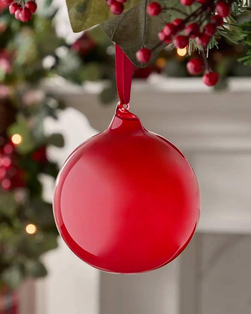 120mm Bubblegum Glass Ball Ornament - Cherry Red