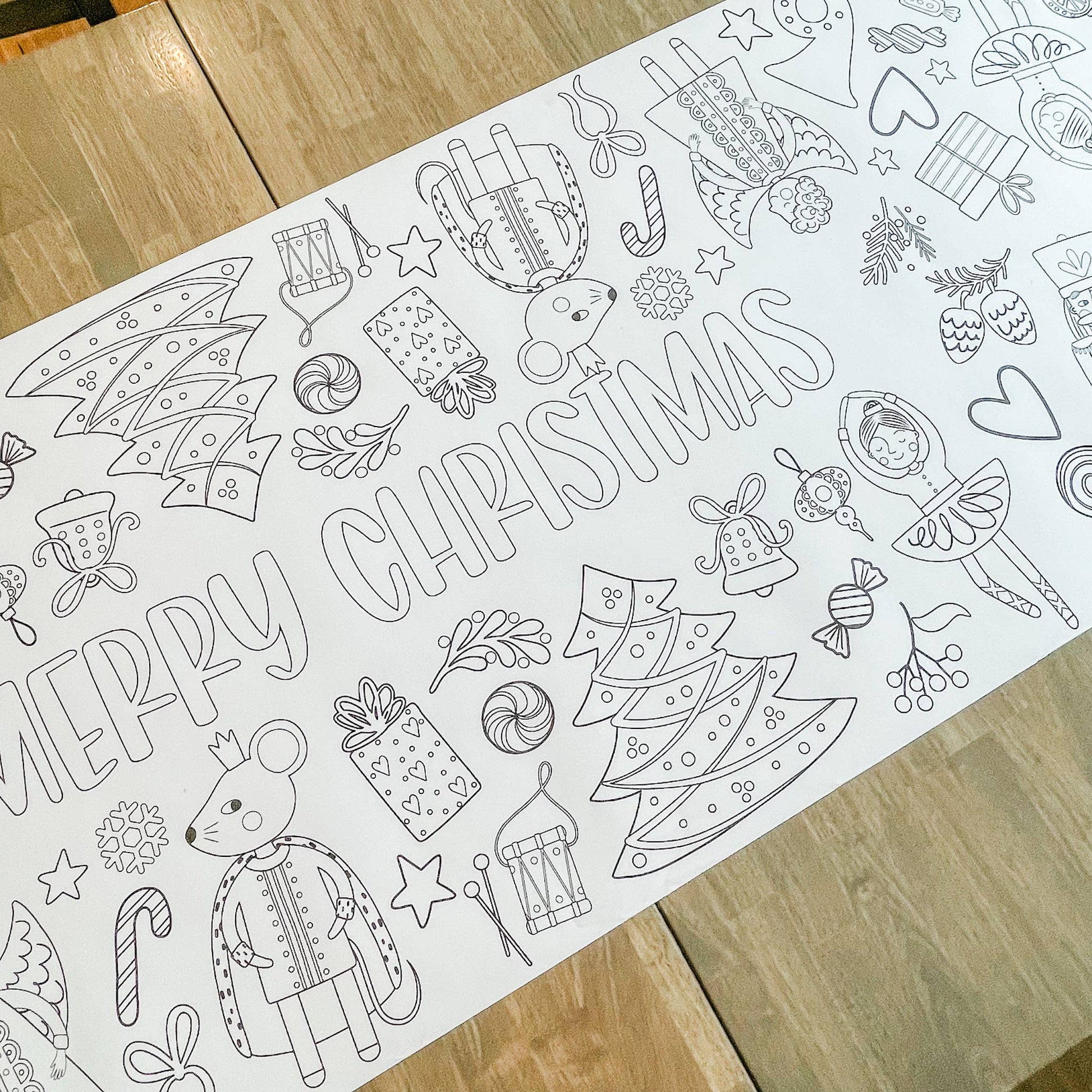 Nutcracker Party Coloring Table Runner| Merry Christmas - Bria Blair Creative