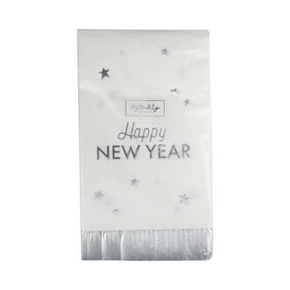 NYE1139 - Happy New Year Fringed Dinner Napkin - Bria Blair Creative