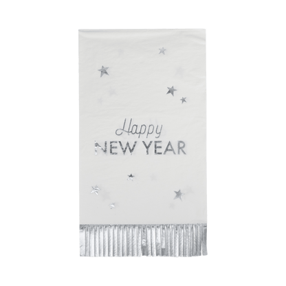 NYE1139 - Happy New Year Fringed Dinner Napkin - Bria Blair Creative