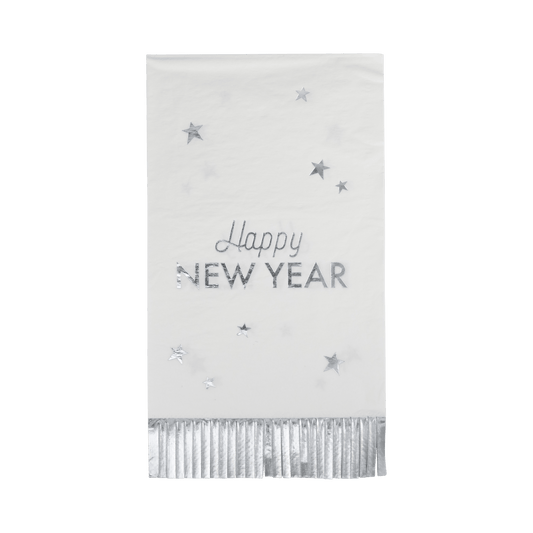 NYE1139 - Happy New Year Fringed Dinner Napkin - Bria Blair Creative