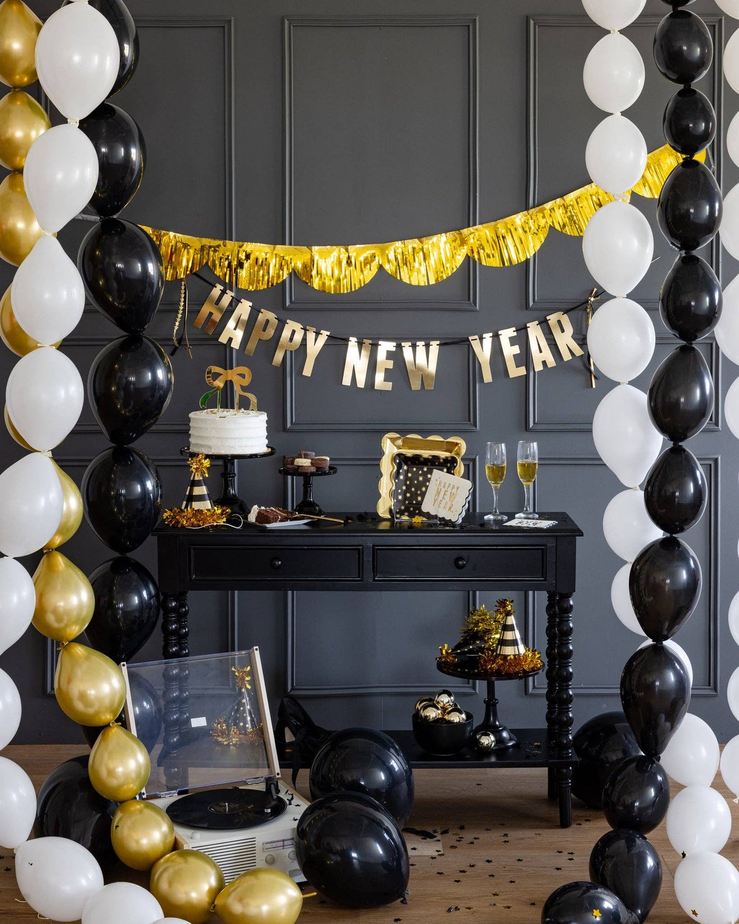 NYE1208 - Black and Gold Party Hats - Bria Blair Creative