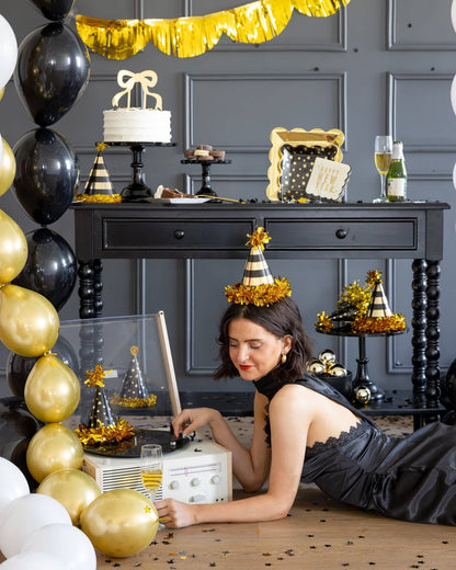NYE1208 - Black and Gold Party Hats - Bria Blair Creative