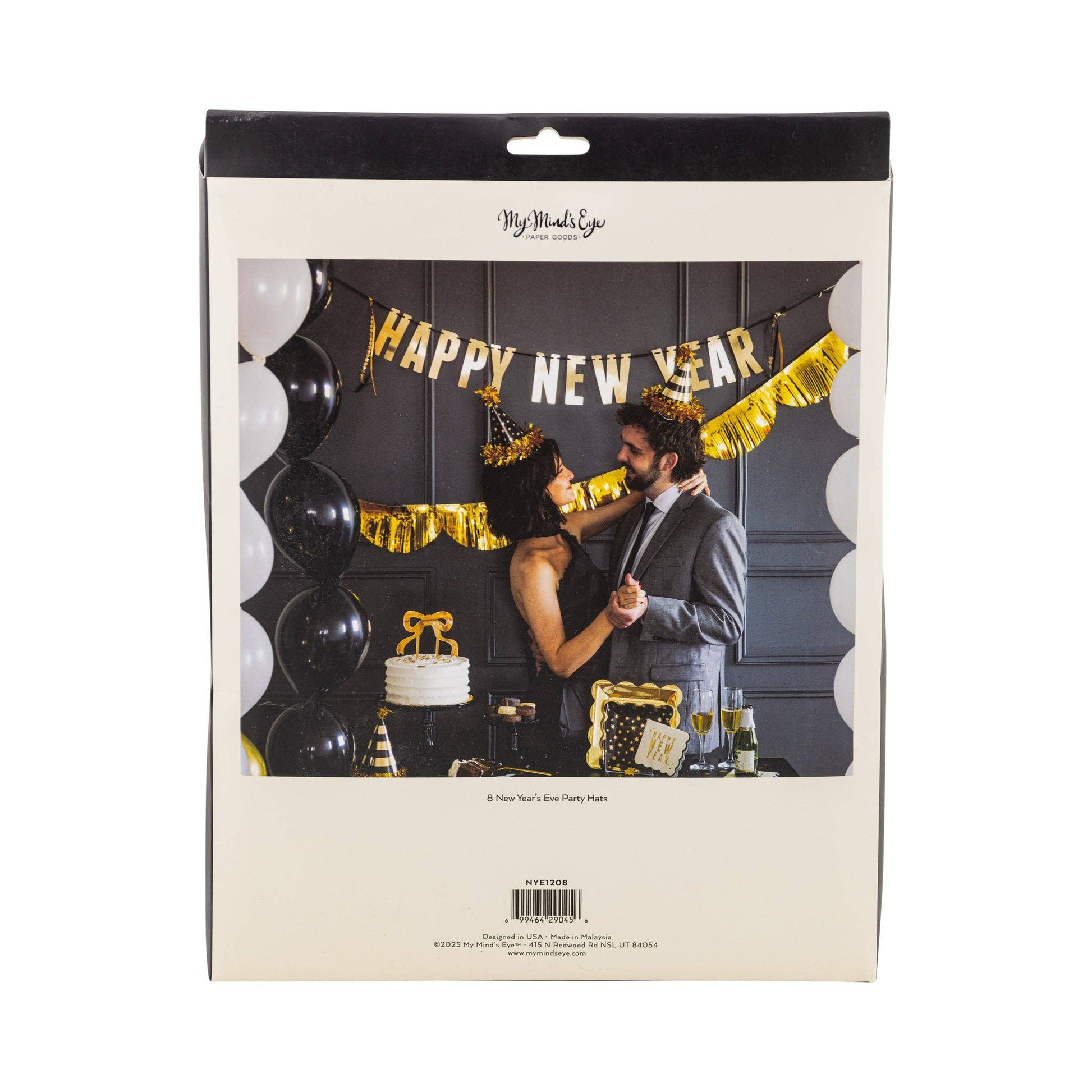 NYE1208 - Black and Gold Party Hats - Bria Blair Creative