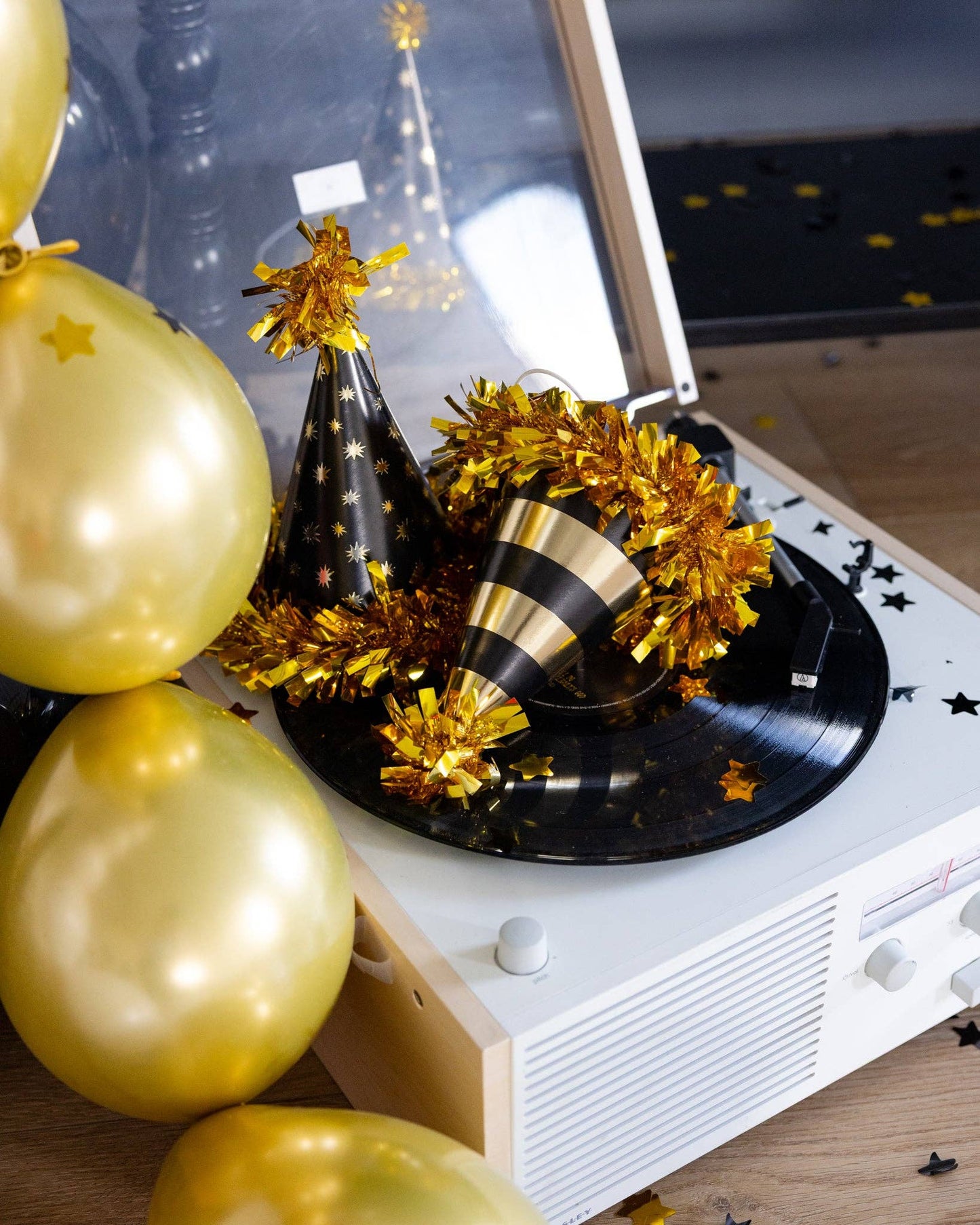 NYE1208 - Black and Gold Party Hats - Bria Blair Creative