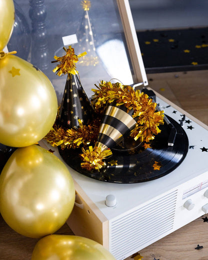 NYE1208 - Black and Gold Party Hats - Bria Blair Creative
