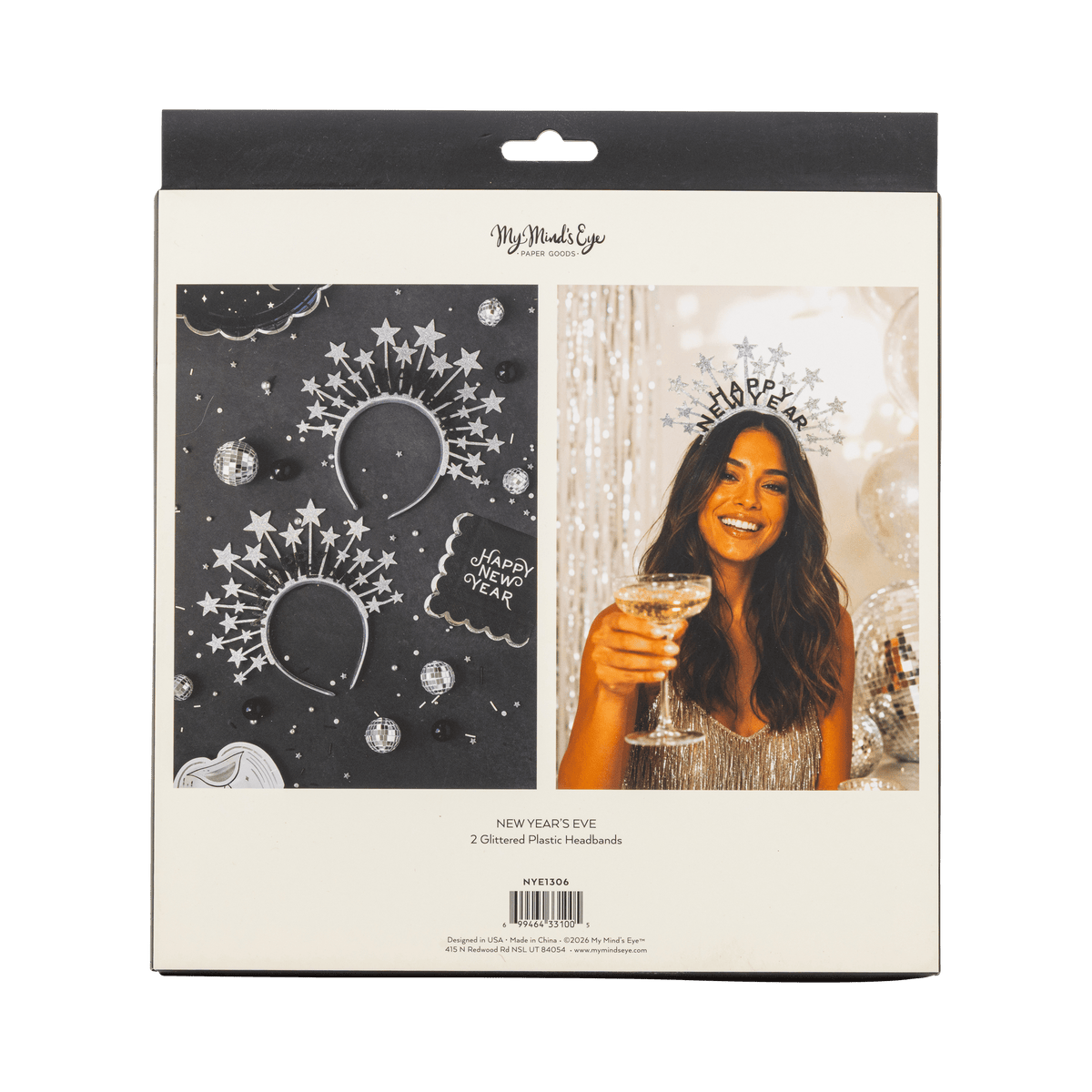 NYE1306 - Silver Glitter Happy New Year Star Headbands - Bria Blair Creative