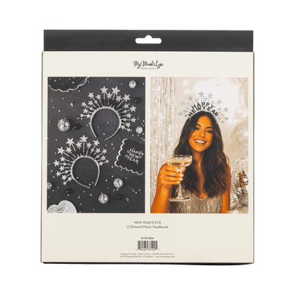 NYE1306 - Silver Glitter Happy New Year Star Headbands - Bria Blair Creative