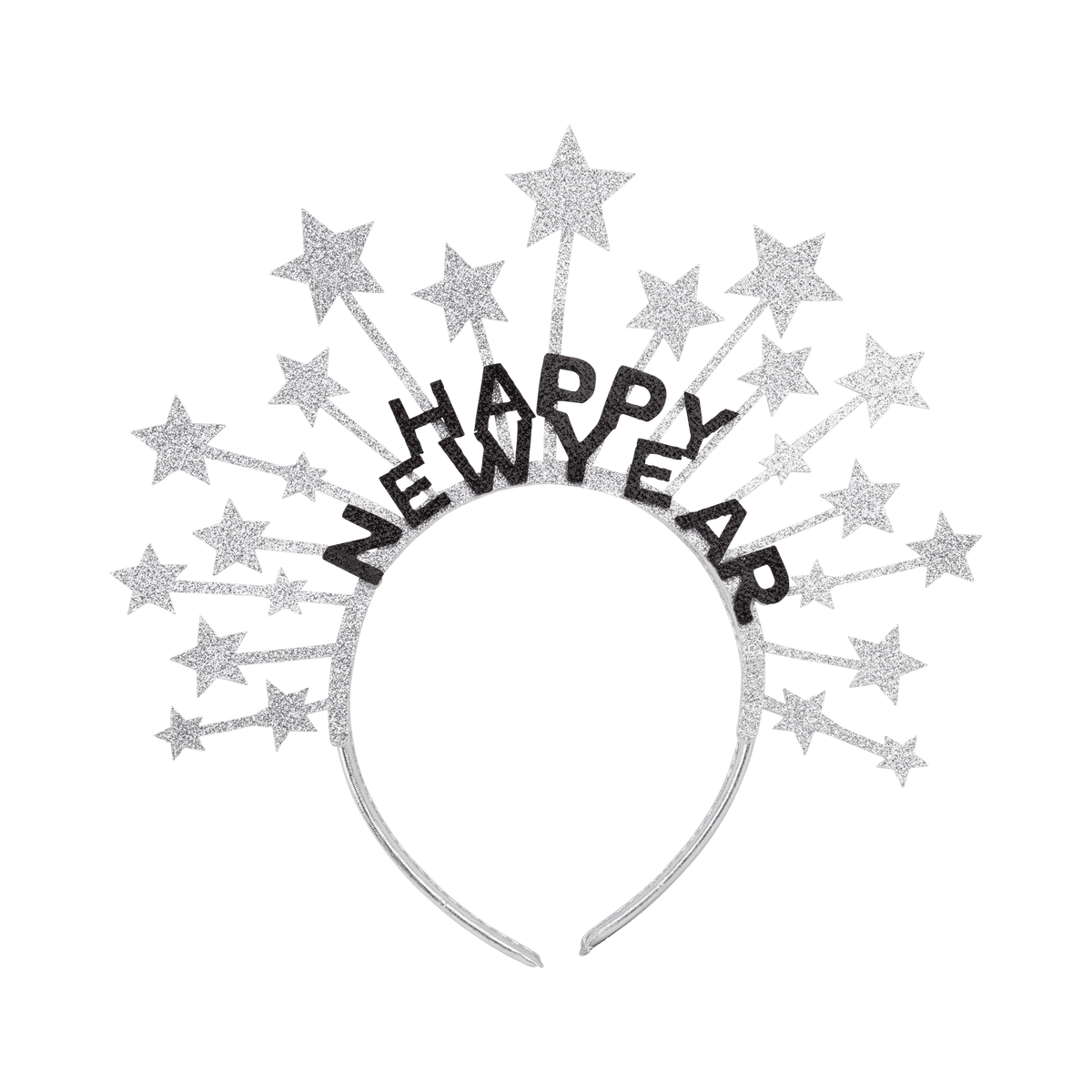 NYE1306 - Silver Glitter Happy New Year Star Headbands - Bria Blair Creative