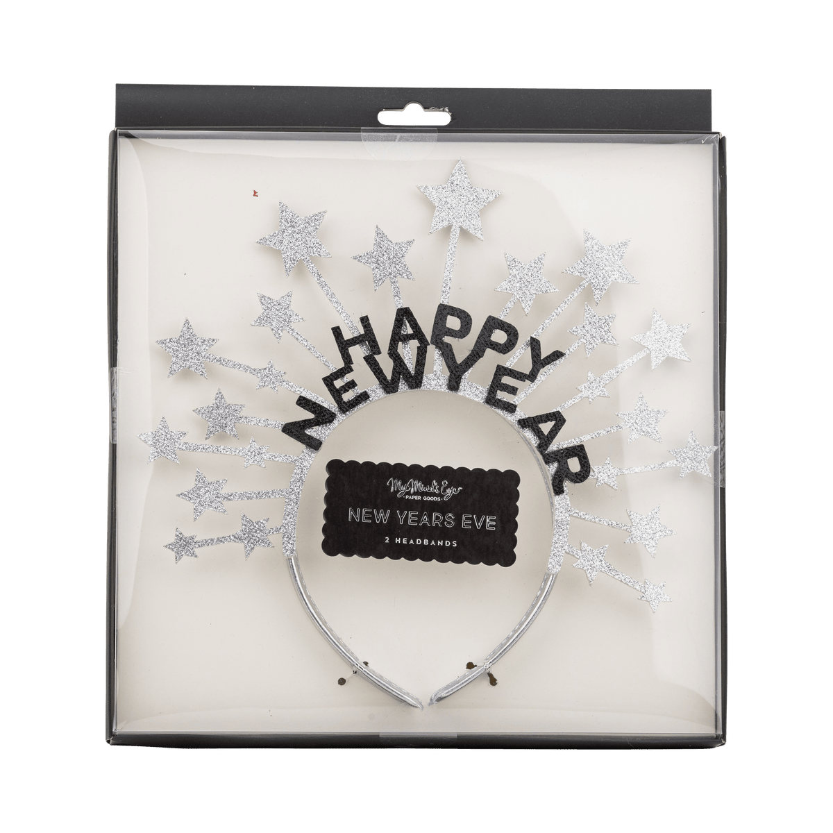 NYE1306 - Silver Glitter Happy New Year Star Headbands - Bria Blair Creative