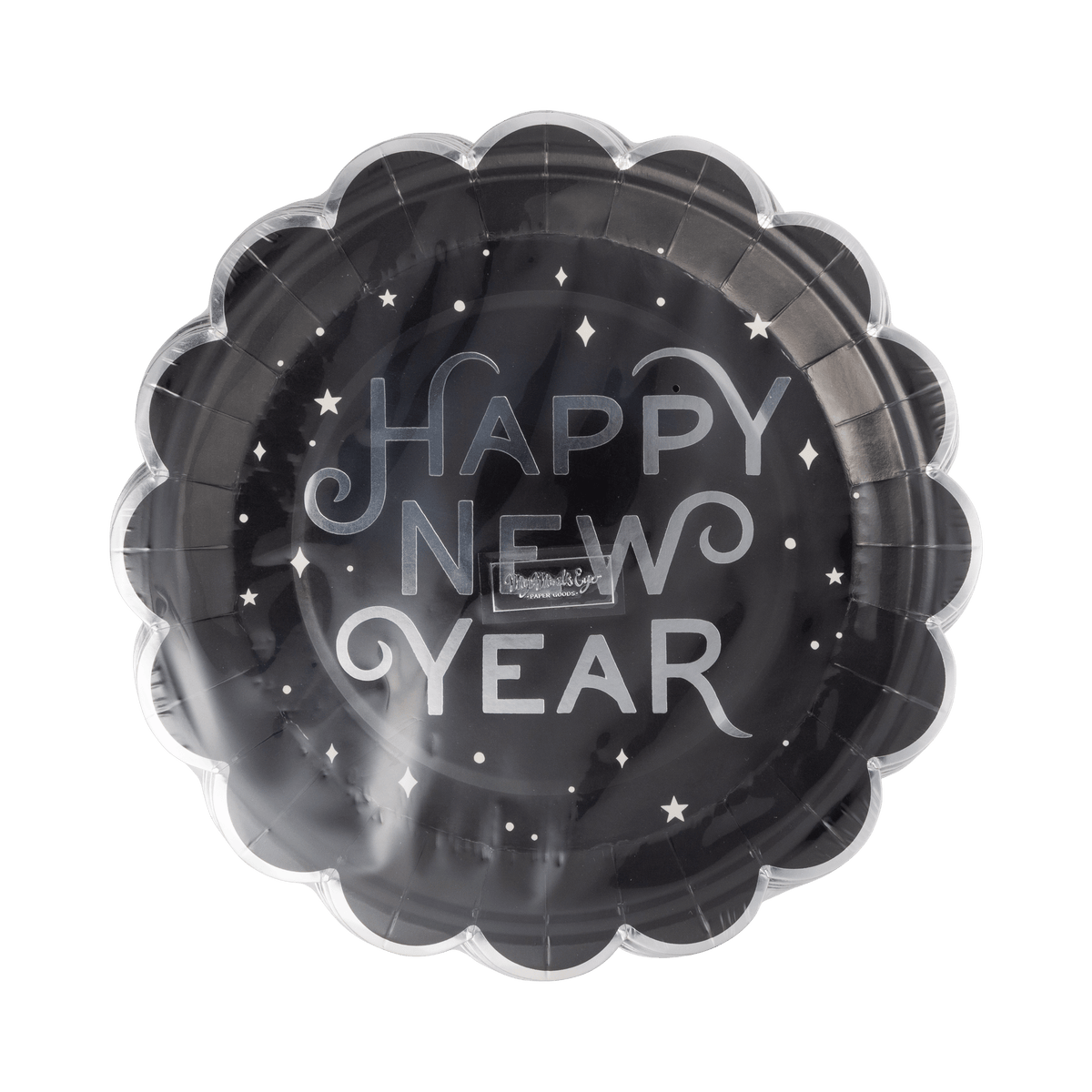 NYE1341 - Black Happy New Year's 9" Paper Dinner Plates - Bria Blair Creative