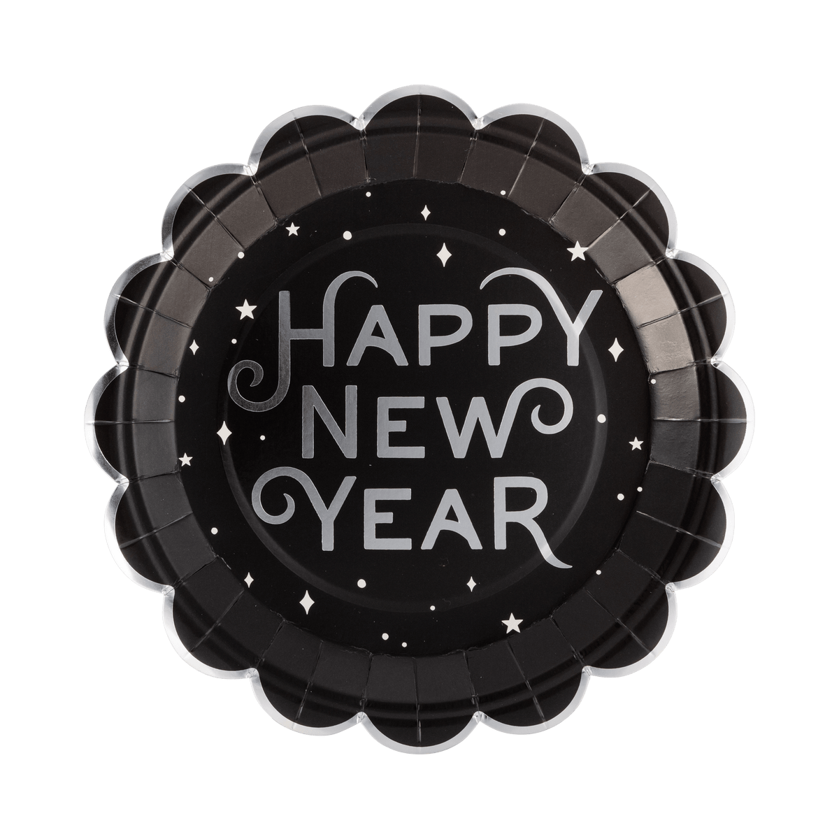 NYE1341 - Black Happy New Year's 9" Paper Dinner Plates - Bria Blair Creative
