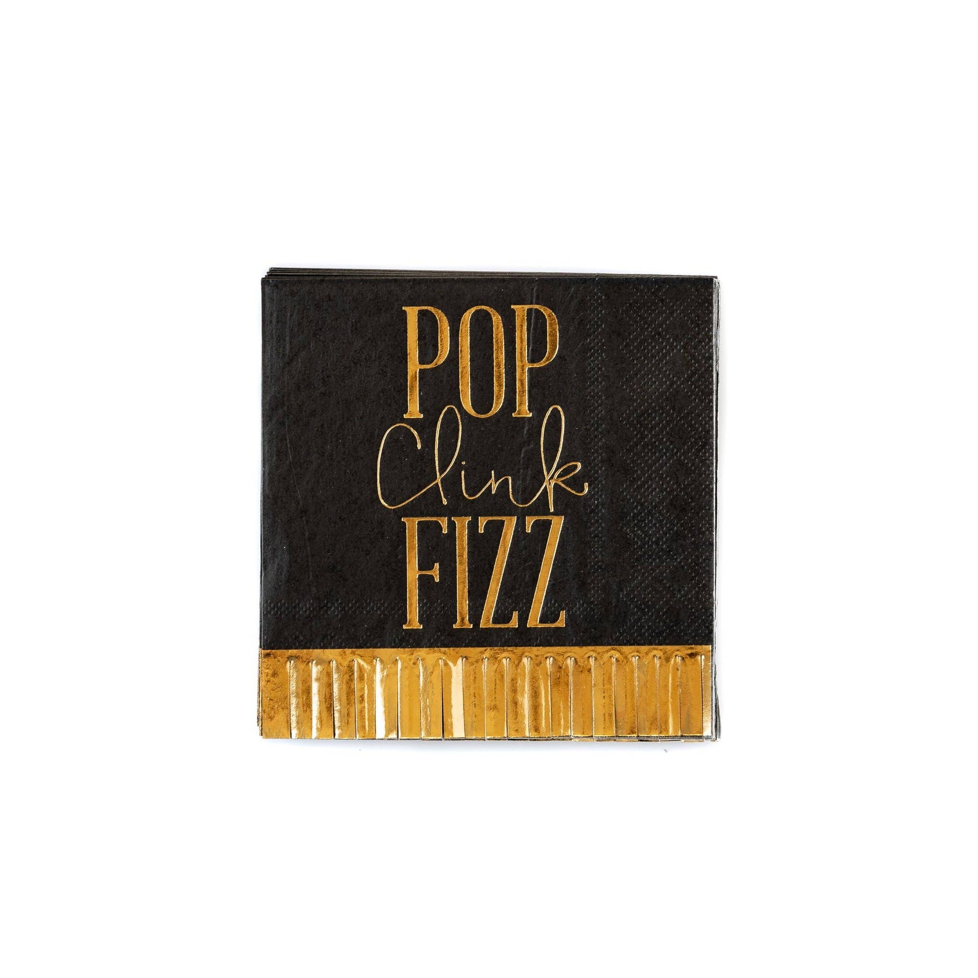 NYE839 - Pop Clink Fizz Fringed Cocktail Napkins - Bria Blair Creative