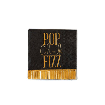 NYE839 - Pop Clink Fizz Fringed Cocktail Napkins - Bria Blair Creative